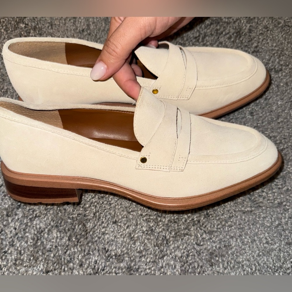 Cream Loafers with Brown Sole